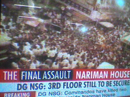 the sea of people crowding nariman house
