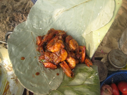 A fresh catch served on palm leaf
